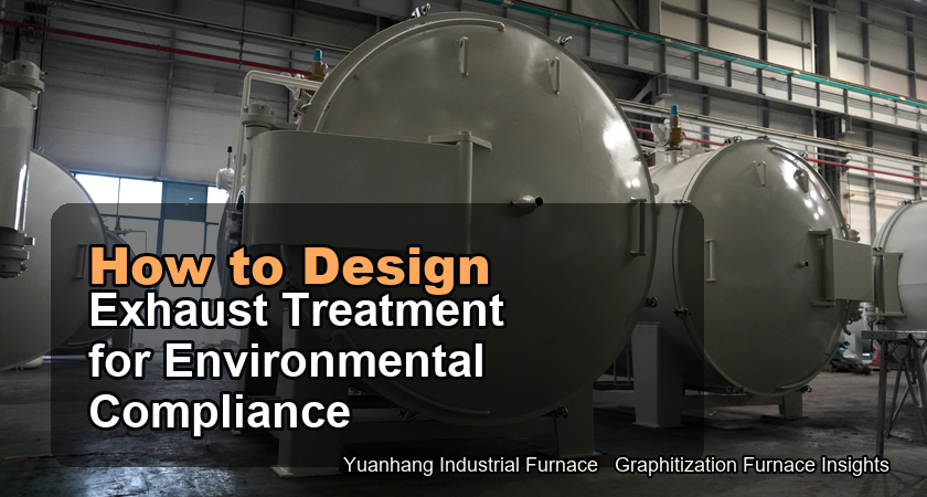 How should the exhaust gas treatment system of a graphitization furnace be designed to meet environmental compliance requirements?